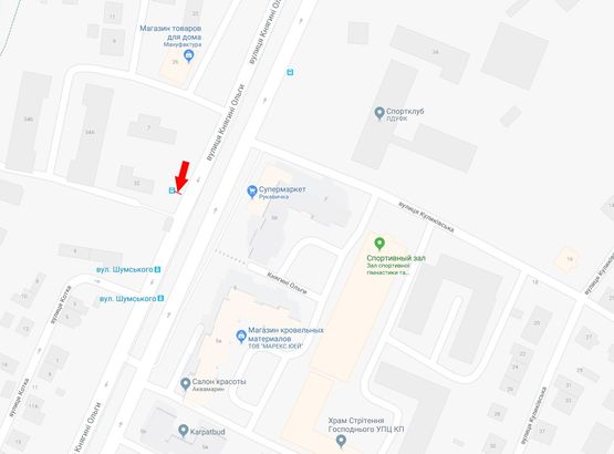 Схема рекламной плоскости по адресу вул. Кн. Ольги 34