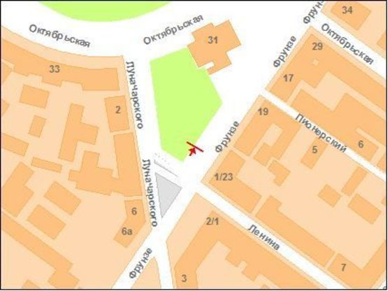Схема рекламной плоскости по адресу ул.Фрунзе - ул.Ленина Схема рекламной плоскости по адресу ул.Фрунзе - ул.Ленина