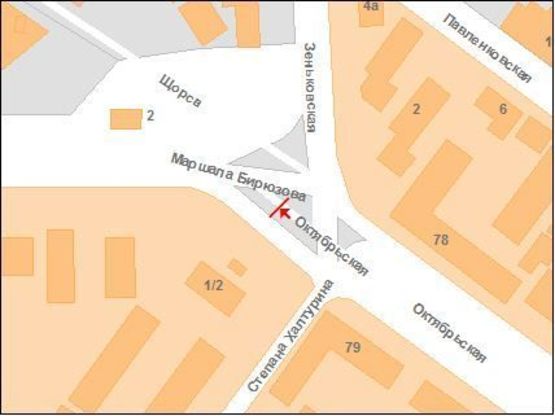 Схема рекламної площини за адресою пл.Зыгина (на треугольнике) с ул.Октябрьская Схема рекламної площини за адресою пл.Зыгина (на треугольнике) с ул.Октябрьская