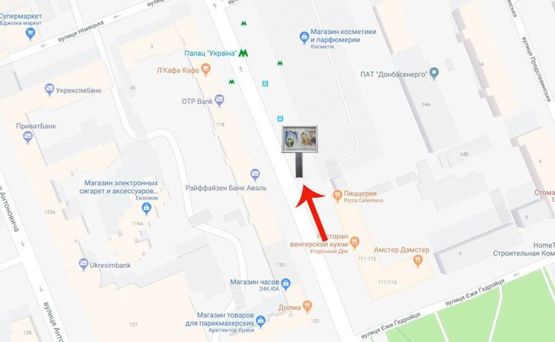 Схема рекламной плоскости по адресу вул.В Васильківська 111-113/ст.метро Палац "Україна"-на пл.Л.Толстого (А2) СКРОЛЕР