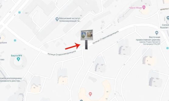 Схема рекламної площини за адресою вул Старонаводницька,6/ жк "Царський", напр.на міст Патона,Набережне шосе (А5) СКРОЛЕР