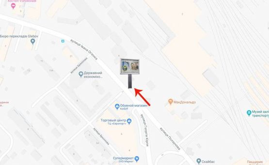 Схема рекламної площини за адресою вул.Ползунова (Лукашевича),15/трц "Європорт"-на Воздухофлотський пр-т (А4) СКРОЛЕР Схема рекламної площини за адресою вул.Ползунова (Лукашевича),15/трц "Європорт"-на Воздухофлотський пр-т (А4) СКРОЛЕР