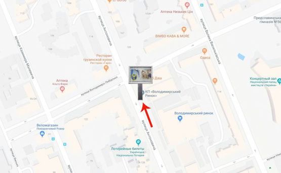 Схема рекламной плоскости по адресу вул.Антоновича 122 /Володимирський ринок-на вул.Федорова,В Васильківська (В) СКРОЛЕР
