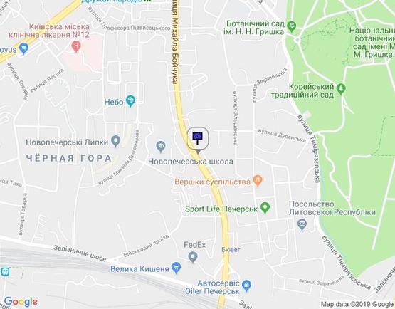 Схема рекламної площини за адресою вул.Михайла Бойчука (Киквидзе),27 /на б-р Л.Українки,б-р Дружби Народів (А2) СКРОЛЕР