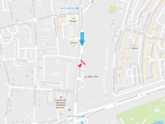 Схема рекламной плоскости по адресу Клочковская ул, 98а, из центра Схема рекламной плоскости по адресу Клочковская ул, 98а, из центра