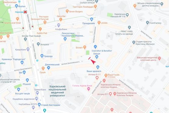 Схема рекламной плоскости по адресу Данилевского ул. - Самокиша ул., в центр Схема рекламной плоскости по адресу Данилевского ул. - Самокиша ул., в центр