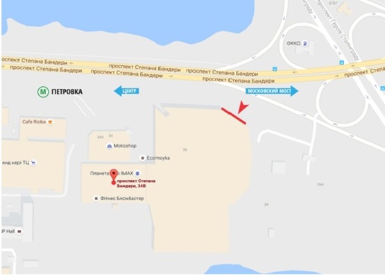 Схема рекламной плоскости по адресу Степана Бандеры 34В Схема рекламной плоскости по адресу Степана Бандеры 34В