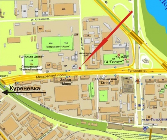 Схема рекламной плоскости по адресу Московский пр./ул.Ермака (возле маг.Фокстрот)-в центр призма-3 п.к.