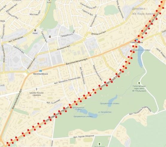 Схема рекламної площини за адресою проспект Голосеевский Схема рекламної площини за адресою проспект Голосеевский