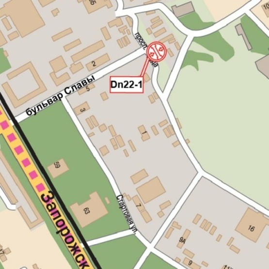 Схема рекламної площини за адресою Славы бульв. - Труда просп., (БрокБизнесБанк, Автосалон "Chery" Днепропетровск-Авто", МРЭО №1, Райффайзен Банк Аваль), в направл. ул. Комонавта Комарова