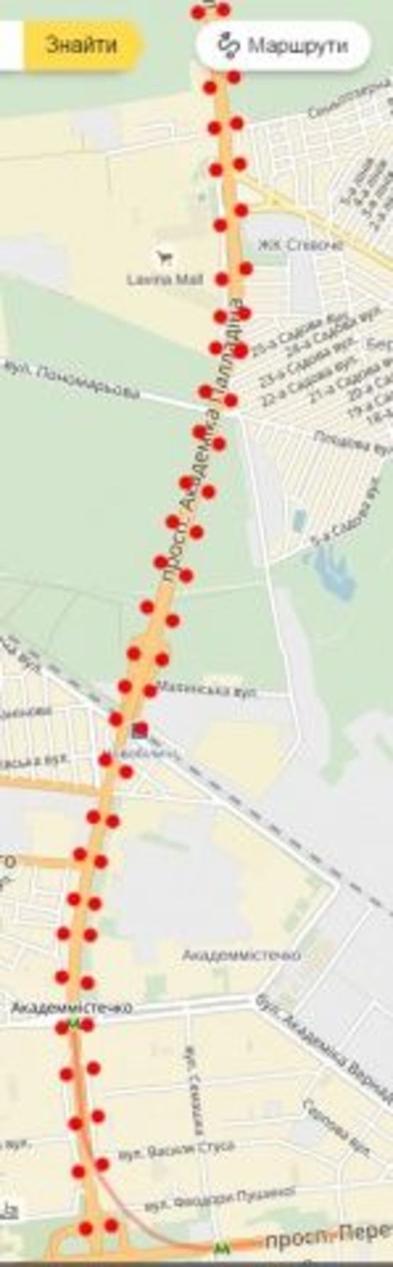 Схема рекламной плоскости по адресу проспект Академика Палладина Схема рекламной плоскости по адресу проспект Академика Палладина