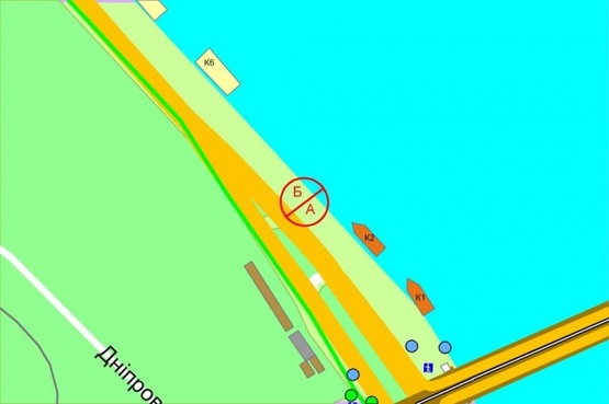 Схема рекламной плоскости по адресу Набережное шоссе, 25(М) "Днепр" (300м  от съезда с моста Метро в центр, за эстакадой)