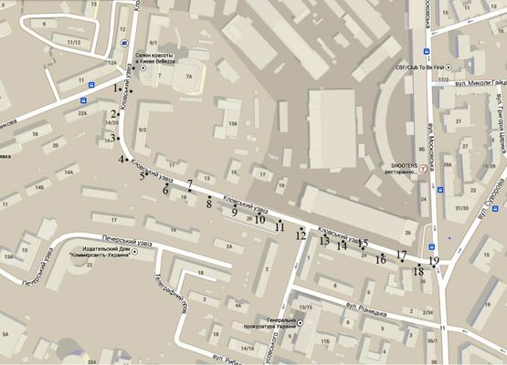 Схема рекламної площини за адресою Кловский спуск Схема рекламної площини за адресою Кловский спуск