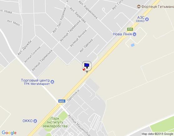 Схема рекламной плоскости по адресу с. Гатне, траса М-05 Київ-Одеса, км 14+625 право