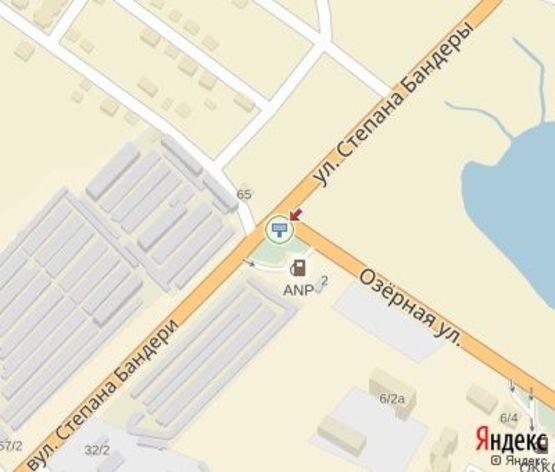 Схема рекламної площини за адресою Озерная ул., 2а, -ул.С.Бандери -АЗС "Укрнафта" (напротив Автосервис и Автомагазин "Евро 3") Схема рекламної площини за адресою Озерная ул., 2а, -ул.С.Бандери -АЗС "Укрнафта" (напротив Автосервис и Автомагазин "Евро 3")