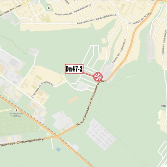 Схема рекламної площини за адресою Яснополянская ул., в напр. Южного моста, новой Объездной дороги (картинг-клуб, кафе "Шашлык")