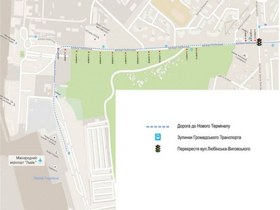 Схема рекламной плоскости по адресу вул. Любінська (ліва сторона) - від/до Аеропорту