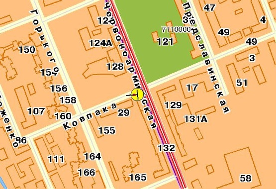 Схема рекламной плоскости по адресу Б.Васильковская ул.130, возле ул.Ковпака, со стороны ул.Ковпака