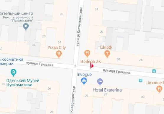 Схема рекламної площини за адресою Греческая - Екатерининская А