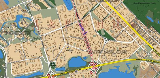 Схема рекламной плоскости по адресу ул. Ревуцкого,27 направление на пр. Бажана