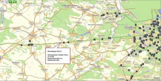 Схема рекламной плоскости по адресу 41 км автодорога Киев-Чоп