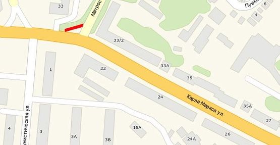 Схема рекламной плоскости по адресу ул К.Маркса 2 — 33/2