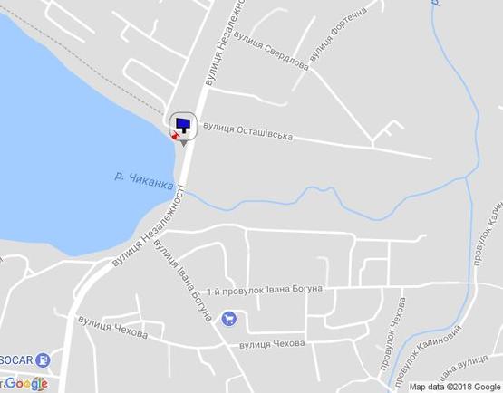 Схема рекламної площини за адресою ул.(Жовтневой революции) Незалежності,  24,  (Осташевская гребля) , сторона А