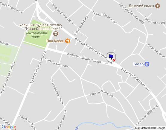 Схема рекламної площини за адресою (ул.Радянская) вул. Небесної сотні , 14, на развилке с (ул.Рафаила Черного) вул. Гайдамацька (базар возле швейной фабрики), сторона А