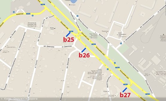 Схема рекламной плоскости по адресу г. Киев, Большая Окружная, развязка АВТОЗАЗ