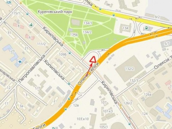 Схема рекламной плоскости по адресу Фрунзе ул., возле ул.Телиги Елены, Куреневского парка, в сторону Петровки