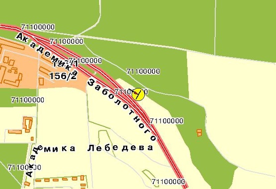 Схема рекламної площини за адресою Заболотного ул., рядом заправка "АККО", со стороны Одесской пл.