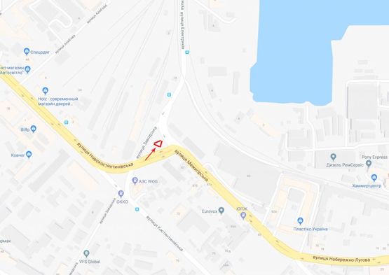 Схема рекламной плоскости по адресу Межигорская ул.89, перекресток с ул.Заводской Схема рекламной плоскости по адресу Межигорская ул.89, перекресток с ул.Заводской