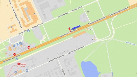 Схема рекламної площини за адресою Броварской пр-т 300 м в направлении станции метро "Лесная"