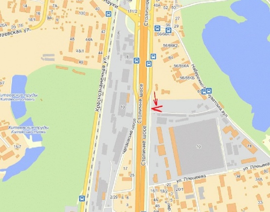 Схема рекламної площини за адресою Столичное шоссе  300 м от пр-та Науки (напротив), в направлении Конче-Заспы Схема рекламної площини за адресою Столичное шоссе  300 м от пр-та Науки (напротив), в направлении Конче-Заспы