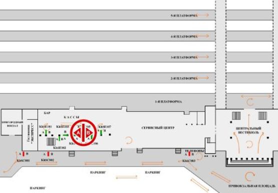 Схема рекламной плоскости по адресу Вокзал
