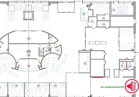 Схема рекламной плоскости по адресу Зал ожидания вылетов, 1 этаж (Терминал B)