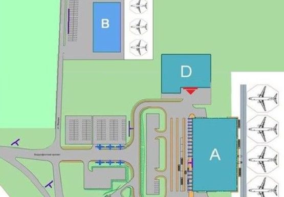 Схема рекламной плоскости по адресу Фасад терминала, улица (Терминал D)