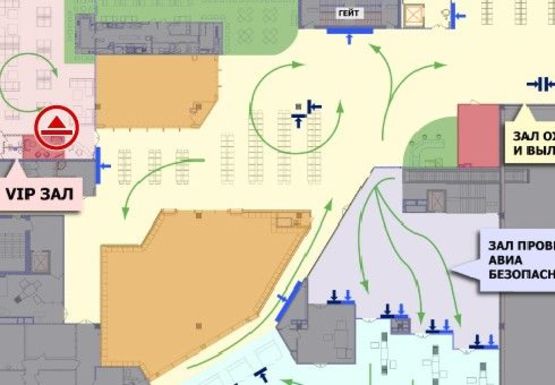 Схема рекламної площини за адресою Бизнес-зал, 2 этаж (Терминал А)