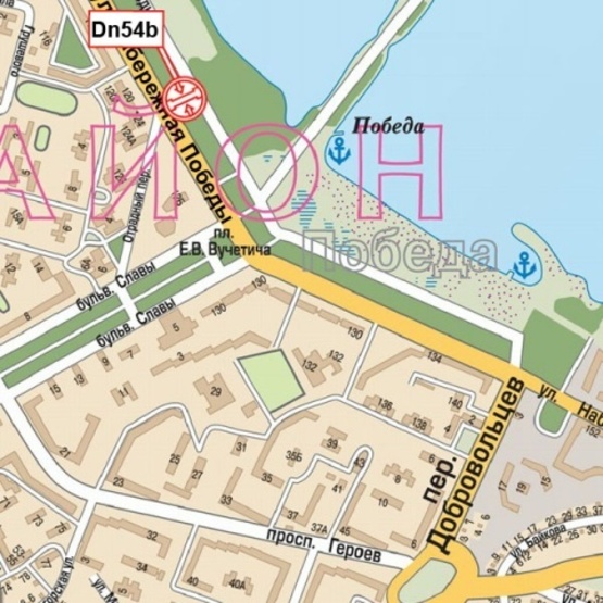 Схема рекламної площини за адресою Набережная Победы ул., напротив дома №124, кинотеатр "Салют", Сервис-центр LG), в сторону бул. Слабы Схема рекламної площини за адресою Набережная Победы ул., напротив дома №124, кинотеатр "Салют", Сервис-центр LG), в сторону бул. Слабы