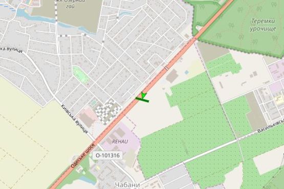 Схема рекламной плоскости по адресу Київ - Одеса, 02км+550м до Києва (зліва 600м до с.Чабаны в напр. Одессы)