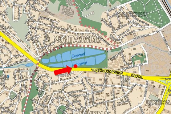 Схема рекламної площини за адресою Лобановского пр. (бывш. Краснозвездный пр.) / Пролетарская ул., 6, напротив, в сторону Демеевская пл. (бывш. Московская пл.)