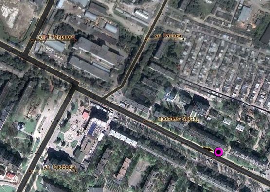 Схема рекламной плоскости по адресу проспект Миру, 71/3. неподалік: зупинка, магазини сантехніки, продуктові, меблеві і т.і. (від центру) Схема рекламной плоскости по адресу проспект Миру, 71/3. неподалік: зупинка, магазини сантехніки, продуктові, меблеві і т.і. (від центру)