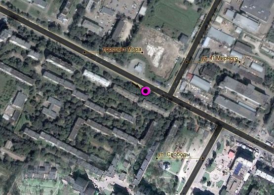 Схема рекламной плоскости по адресу проспект Миру - вул.П.Мирного. неподалік: АЗС "ОККО", зупинка, ринок, "Фокстрот" (в центр) Схема рекламной плоскости по адресу проспект Миру - вул.П.Мирного. неподалік: АЗС "ОККО", зупинка, ринок, "Фокстрот" (в центр)