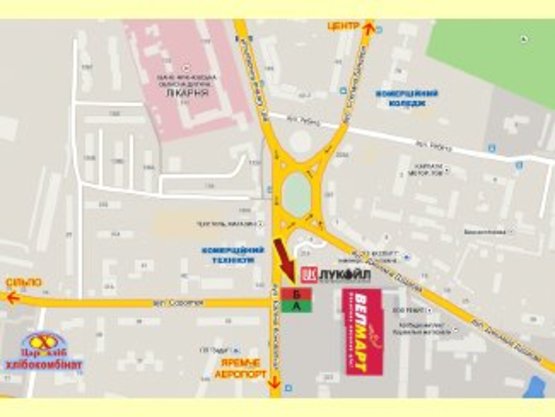 Схема рекламної площини за адресою Коновальця,225   СМ Велмарт