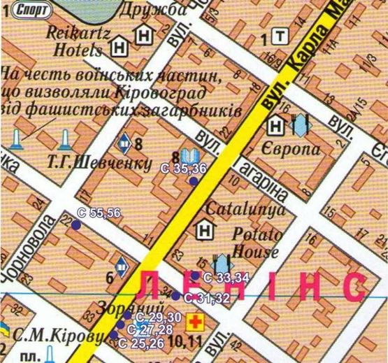 Схема рекламної площини за адресою ул. Шевченко