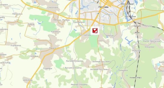 Схема рекламной плоскости по адресу Суми - Полтава - Олександрія, в'їзд в Полтаву зі сторони Кременчука (с.Розшосенці, коплекс "Витязь") Схема рекламной плоскости по адресу Суми - Полтава - Олександрія, в'їзд в Полтаву зі сторони Кременчука (с.Розшосенці, коплекс "Витязь")