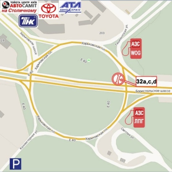 Схема рекламної площини за адресою Харьковская пл. (ст. м.  Бориспольская, АЗС "БРОМ", "Авиаком", Київміськнафтопродукт, "Райффайзен Банк")въезд в город