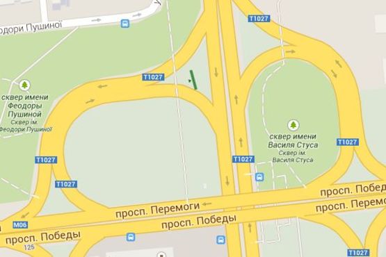 Схема рекламної площини за адресою Перемоги просп. - Академіка Палладіна просп., : з"їзд на просп. Схема рекламної площини за адресою Перемоги просп. - Академіка Палладіна просп., : з"їзд на просп.