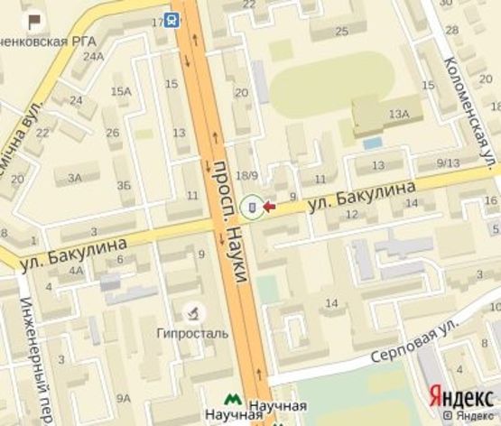 Схема рекламної площини за адресою Науки пр.- Бакулина ул.,9 ЦЕНТРАЛЬНАЯ ЗОНА Схема рекламної площини за адресою Науки пр.- Бакулина ул.,9 ЦЕНТРАЛЬНАЯ ЗОНА