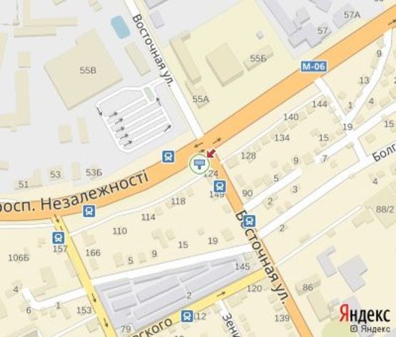 Схема рекламної площини за адресою Независимости пр., 124 (150 м Приват Банк, супермаркет Метро)